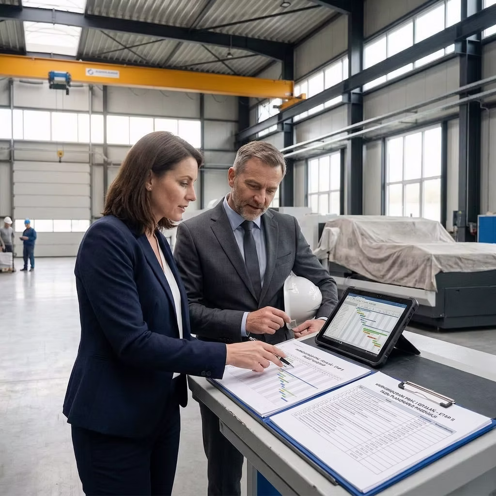 Kobieta i mężczyzna na hali.